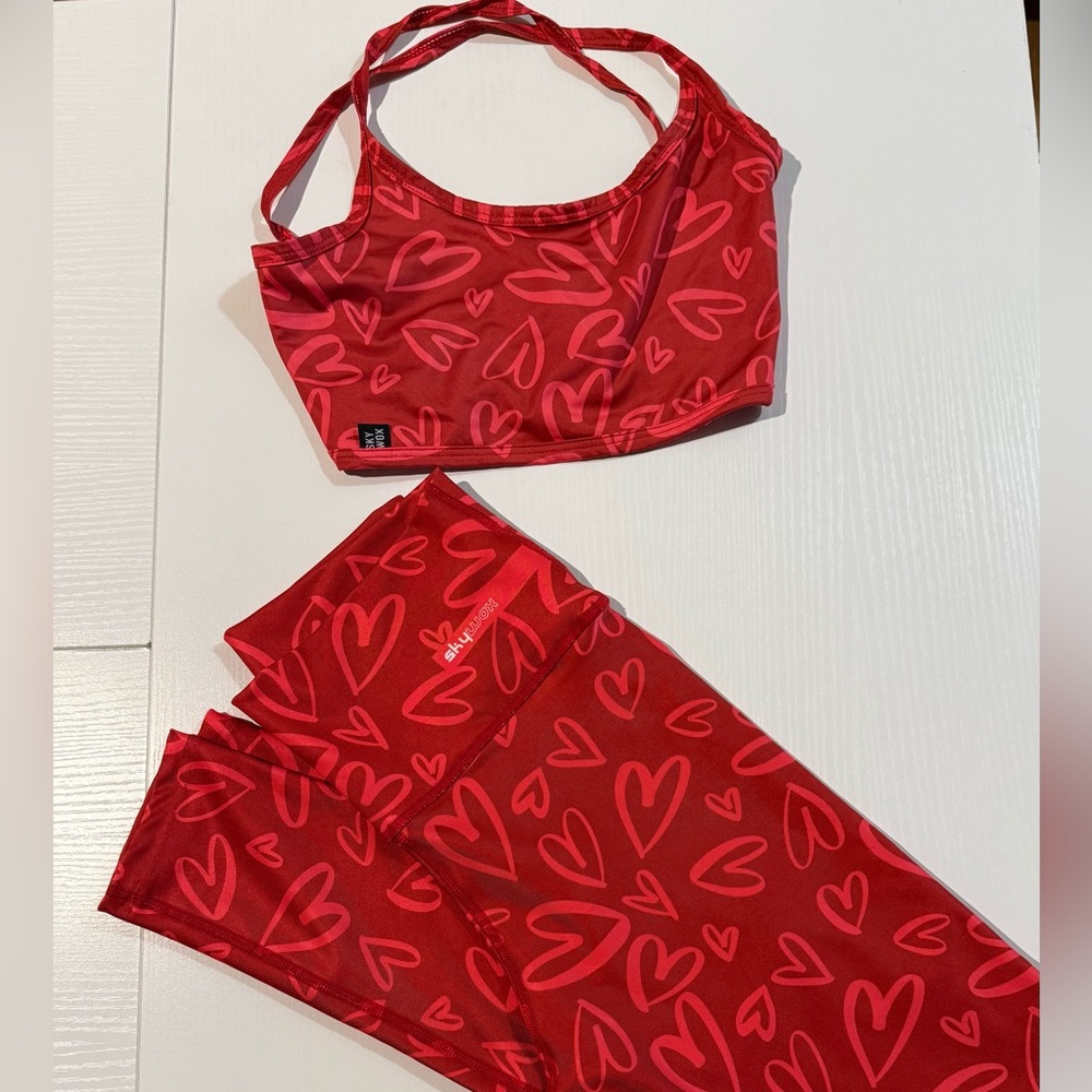 Red Heart Print Crop Top